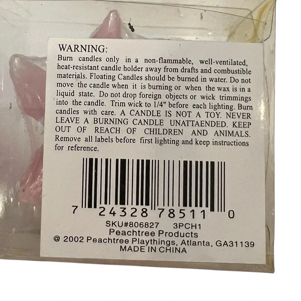 Set of 4 Pink‎ Lily Shaped Flowers Floating Candles by Peachtree 2002 New in Box